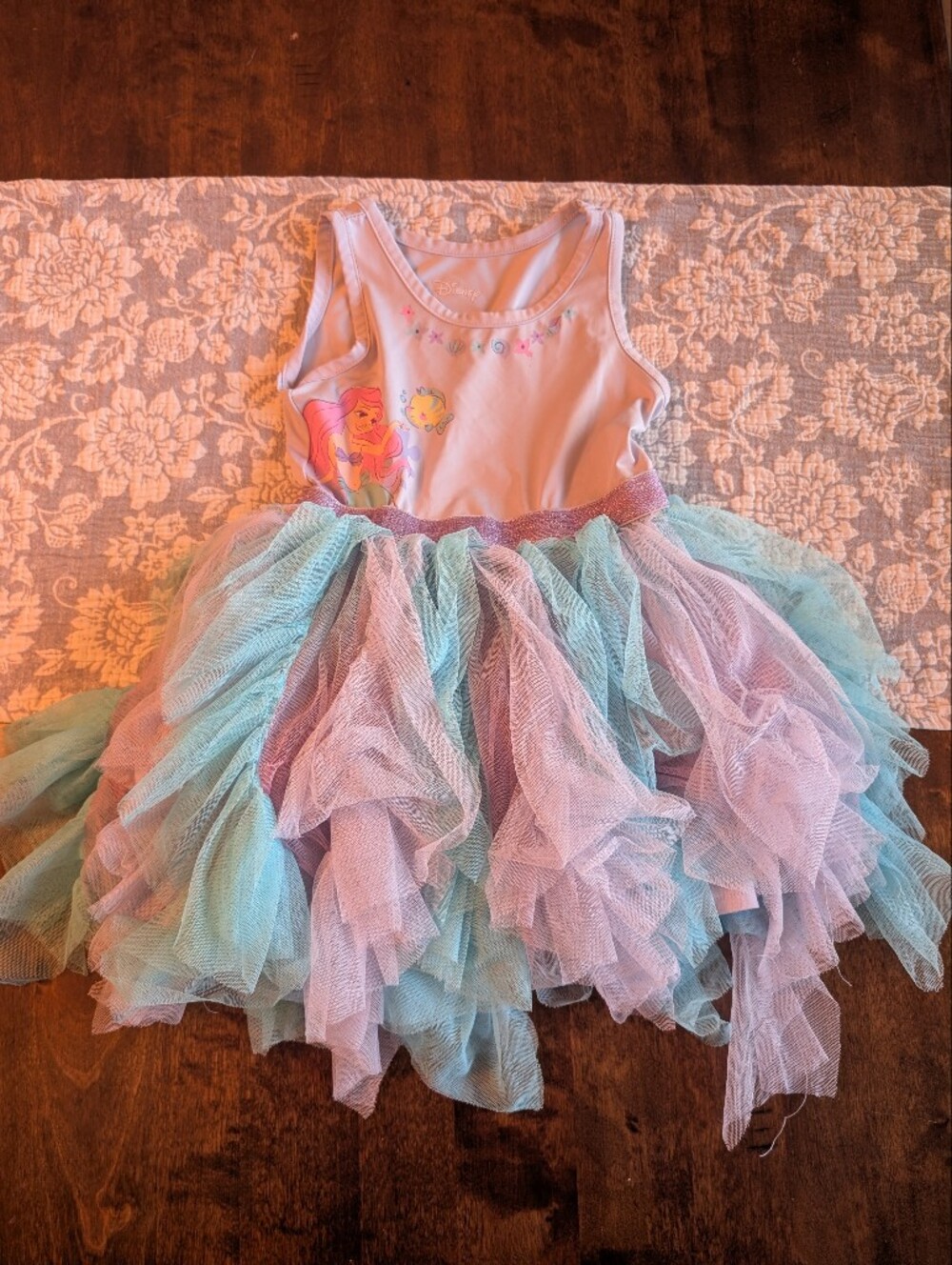 Disney Pink and Aqua Mermaid Tulle Dress/ 3T